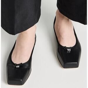 Alexander Wang Billie Bow Flats Ballerina Leather Square Toe Mismatched Sz 8/8.5